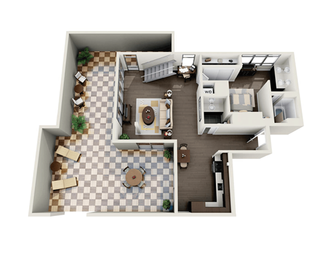 Floor plan for 2 beds, 2 baths, 1256 sqft